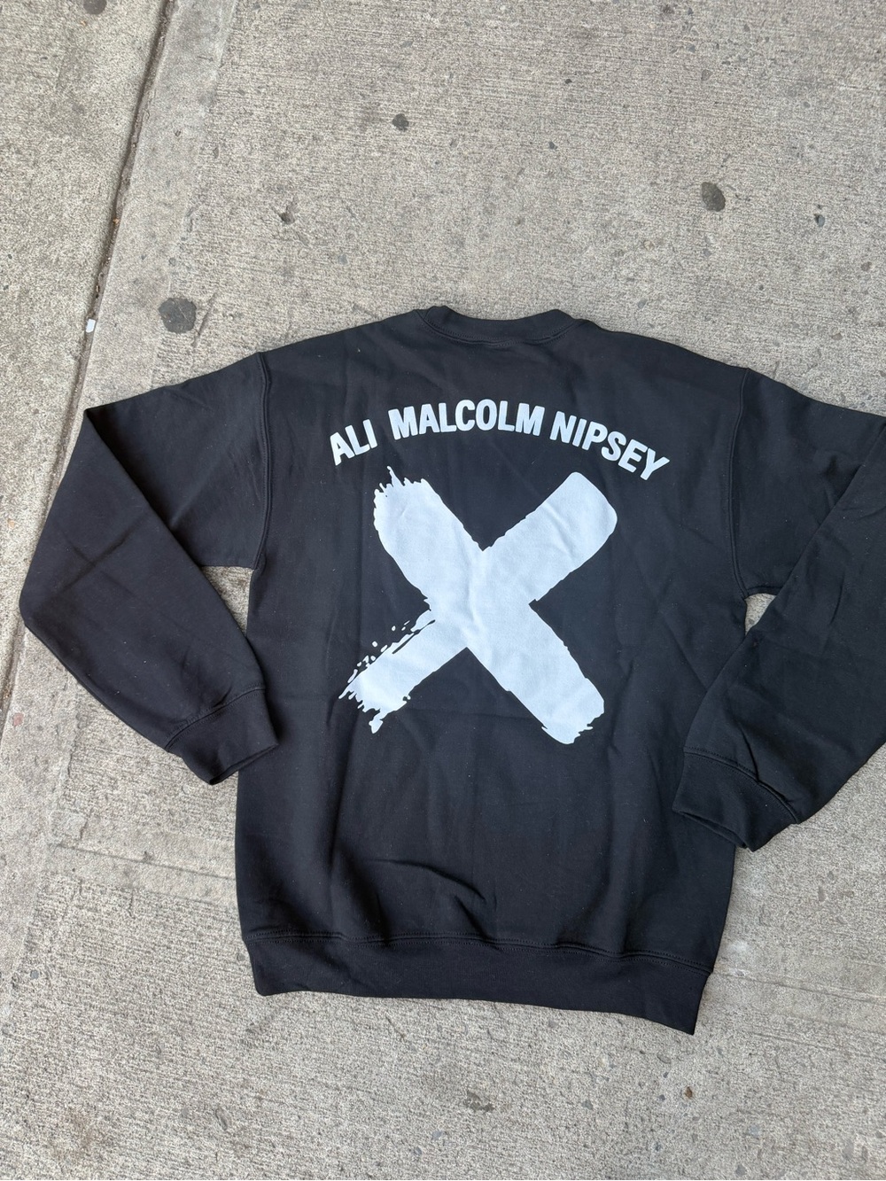 Black Crewneck Sweatshirt with White Graphic X